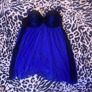 blue and black lingerie top
